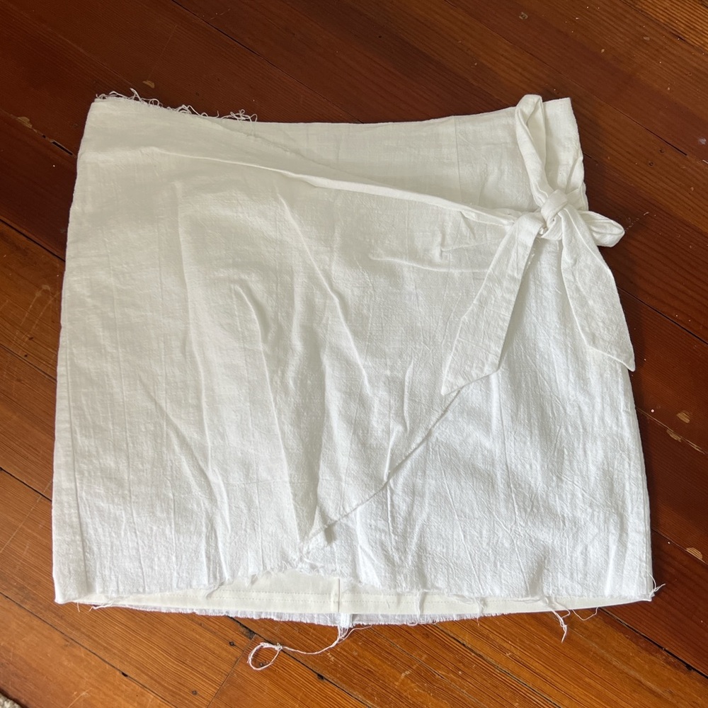 Superdown white cotton wrap skirt